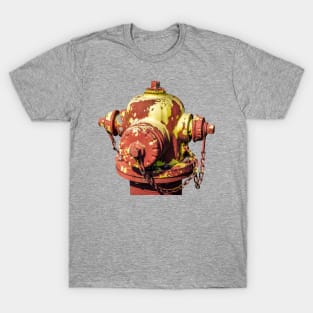 Red and Yellow Fire Hydrant Bonnet T-Shirt